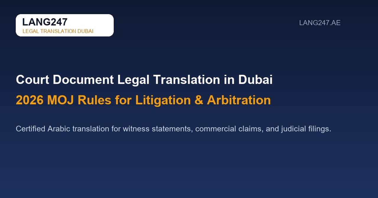 Court Document Legal Translation in Dubai: 2026 MOJ Rules for Litigation, Arbitration & Judicial Filings