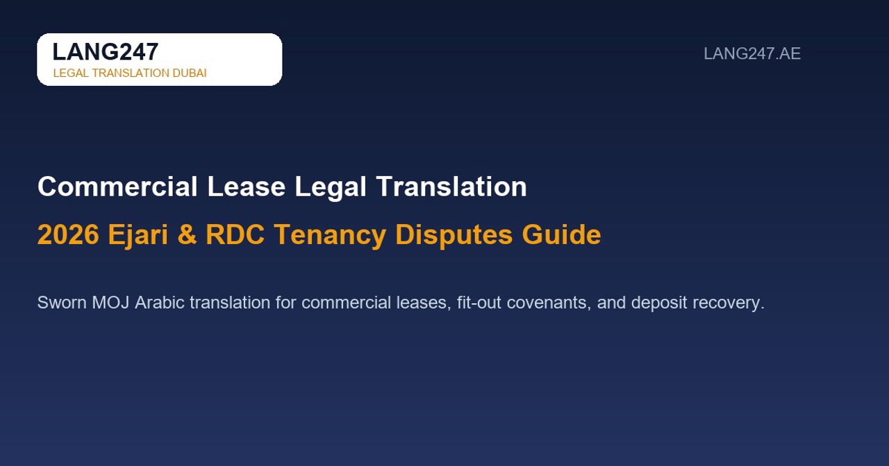 Commercial Lease Agreement Legal Translation in Dubai: 2026 Ejari & RDC Tribunal Guide