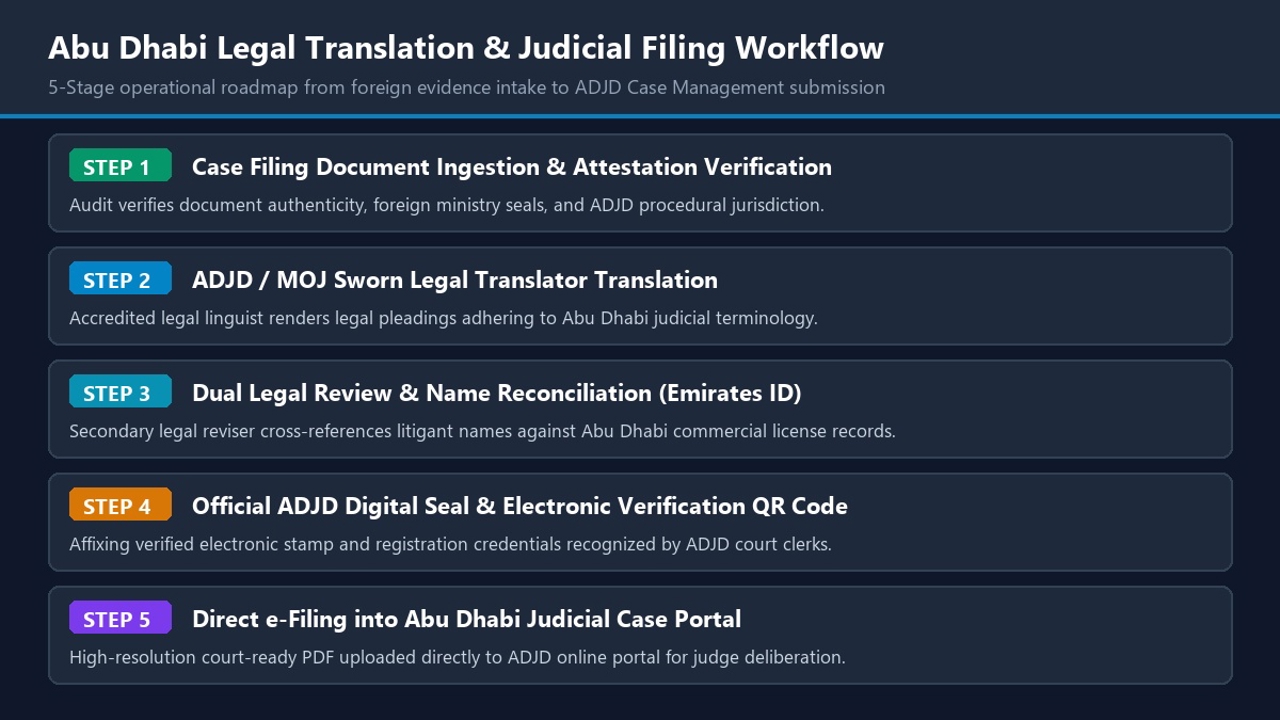 5-Stage Abu Dhabi Legal Translation Operational Workflow
