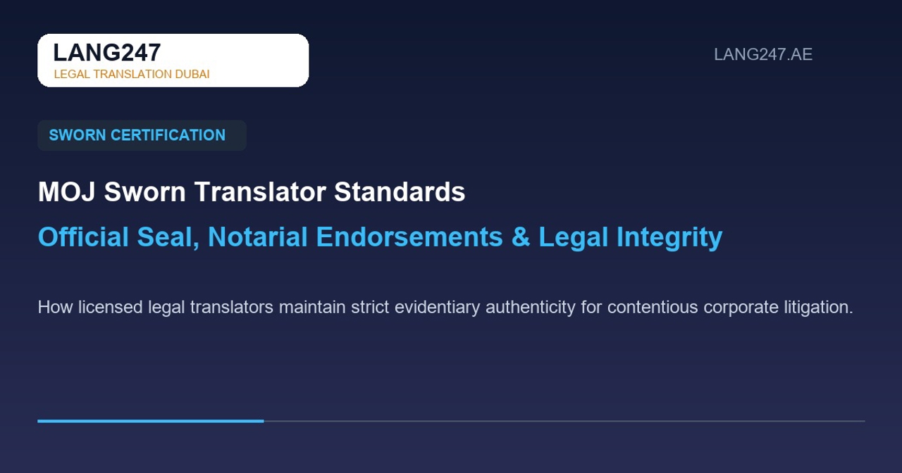 official Ministry of Justice licensed legal translator embossed stamp and bilingual declaration