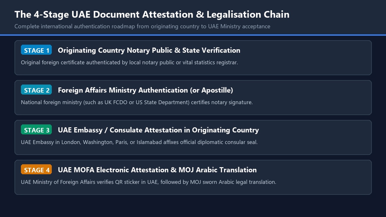 The 4-Stage UAE Document Attestation and Legalisation Chain Diagram